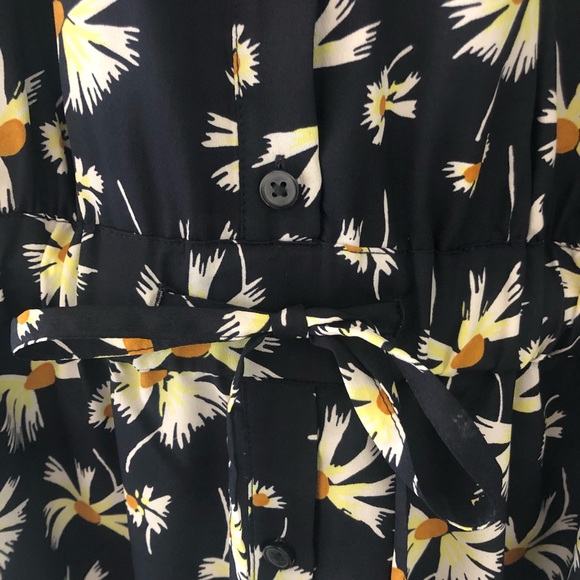 Banana Republic Navy Floral Shirt Dress with Long Sleeves and Pockets - Picture 6 of 7